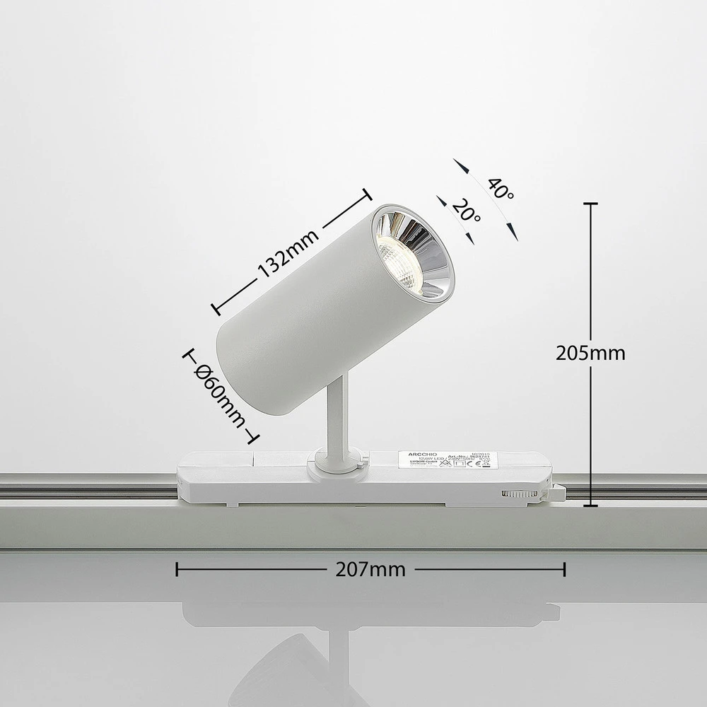 Arcchio Vedro Projecteur LED sur rail, 4.000 K 12,6 W pour plafonds suspendus