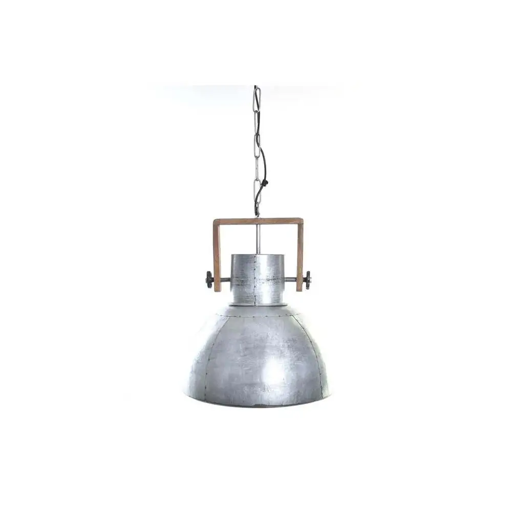 Bell Pendant Light Ton argent Metal and Wood Loft Style