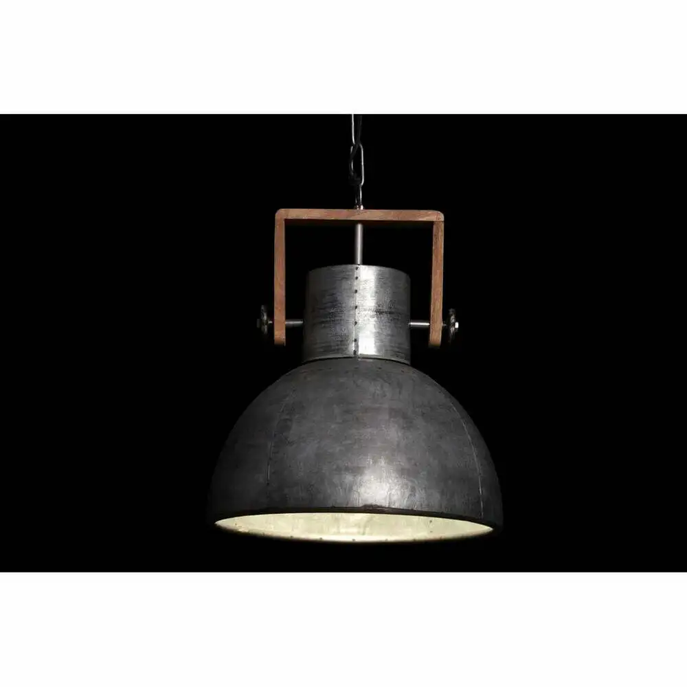 Bell Pendant Light Ton argent Metal and Wood Loft Style