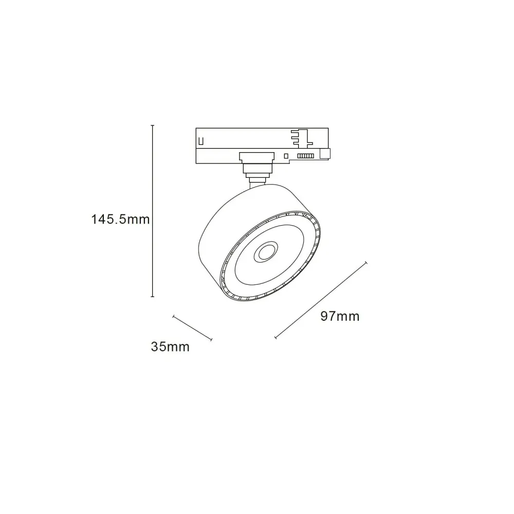 Éclairage LED 20W Onuba Blanc pour rail triphasé avec variation CCT