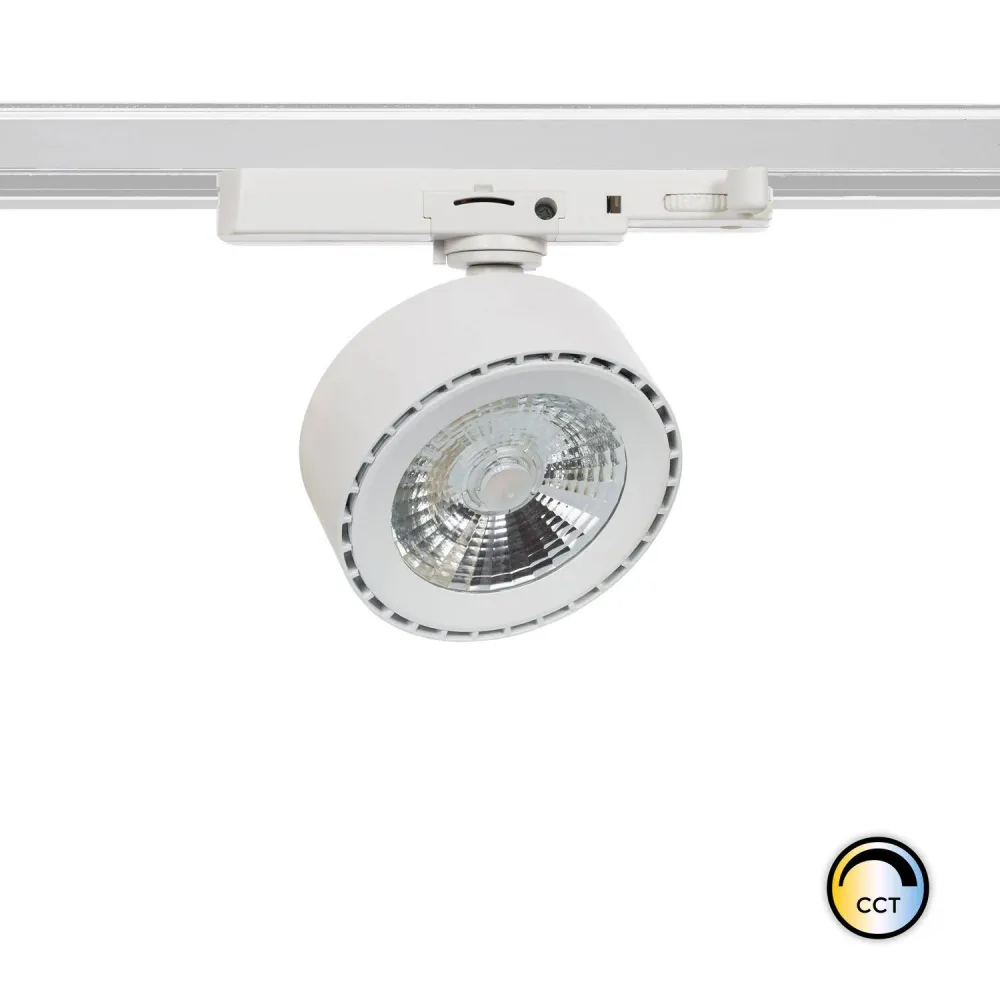 Éclairage LED 20W Onuba Blanc pour rail triphasé avec variation CCT