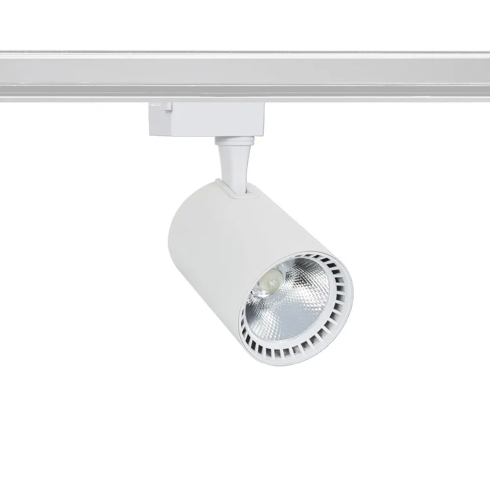 Éclairage LED sur rail monophasé 40W finition cuivre étain blanc
