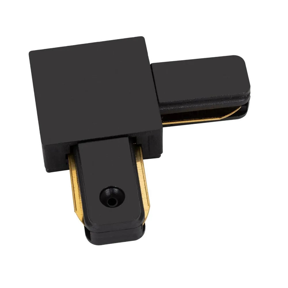 Connecteur en forme de L pour rail monophasé en plastique incassable.