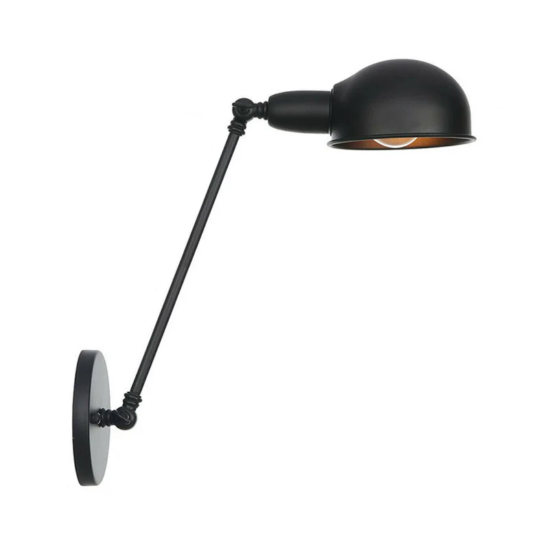 Kit d'applique murale industrielle en forme de dôme, luminaire mural en fer à ampoule distinctif avec bras pivotant en noi...