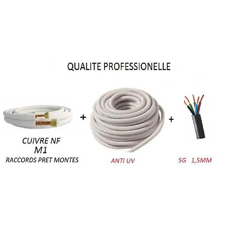 KIT DE RACCORDEMENT ENTIER 1/4 3/8 TOUTE CLIMATISATION 12 METRES PRET POSER