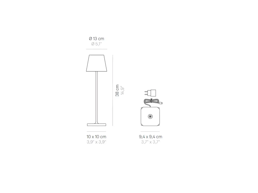 Lampe de table LED à rayures rouges Poldina Lido, accumulateur et dimmable