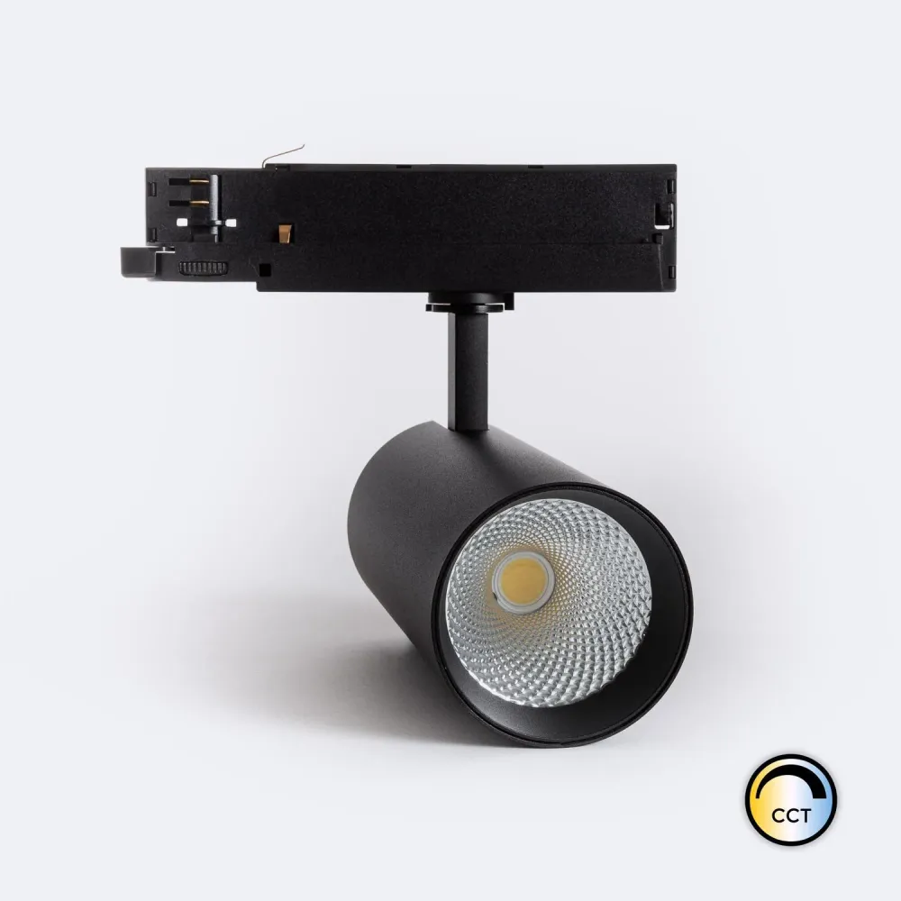 Luminaire de plafond design contemporain Rail triphasé noir avec spot LED de 40W Carlo CCT