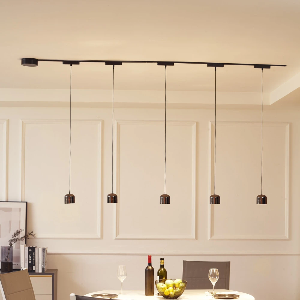 Plaque de plafond LED Système de lampes sur rail 48V Lumaro, suspension, cylindre, à 5 lampes noir