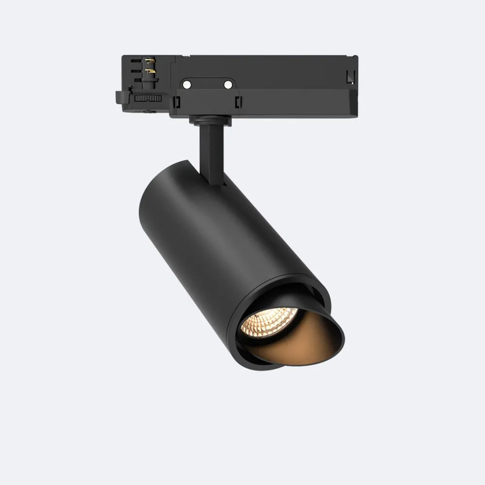 Projecteur triphasé LED 40W Fasano Dimmable Biseau Noir sur rail
