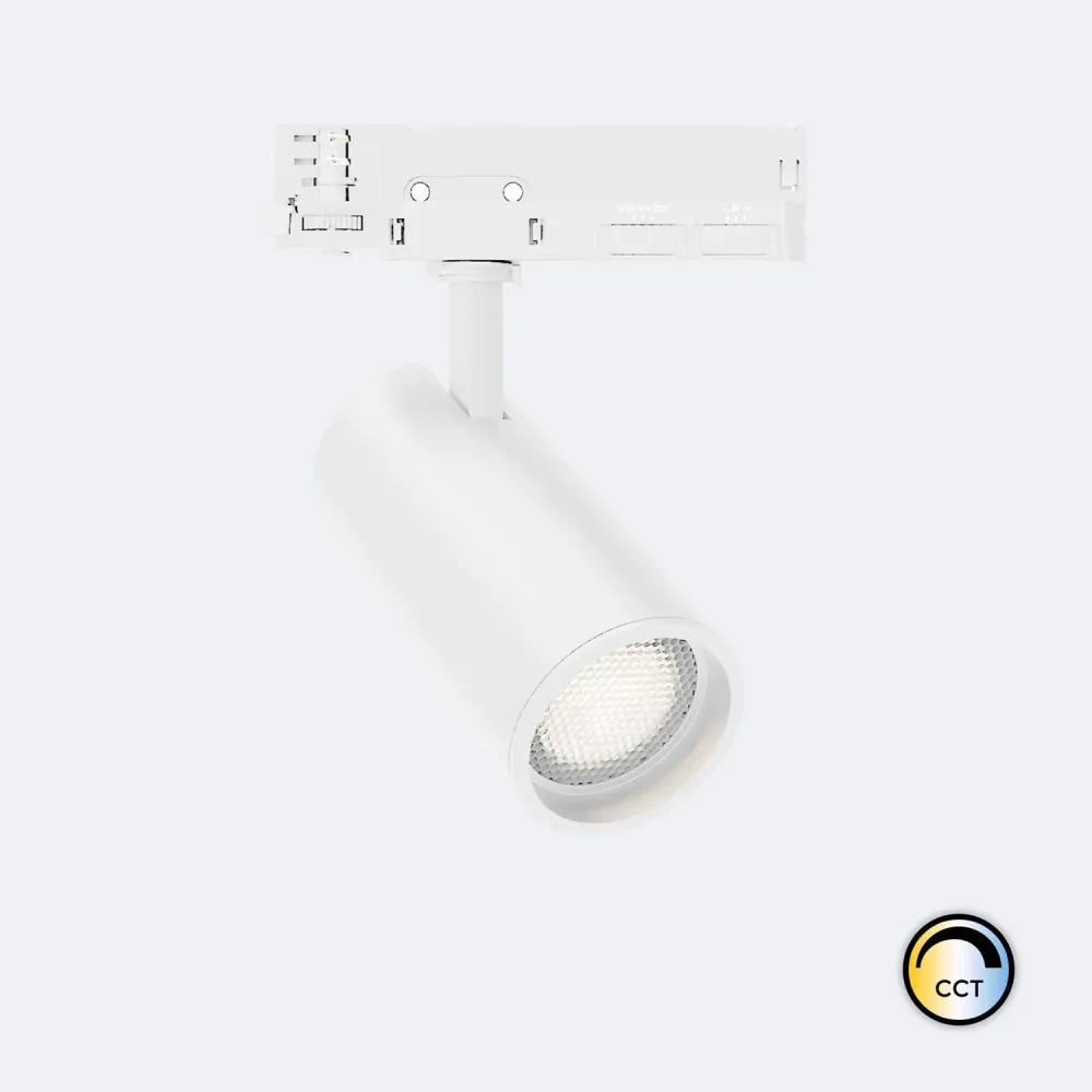 Spot LED Fasano 30W CCT anti-éblouissant blanc dimmable pour rail triphasé