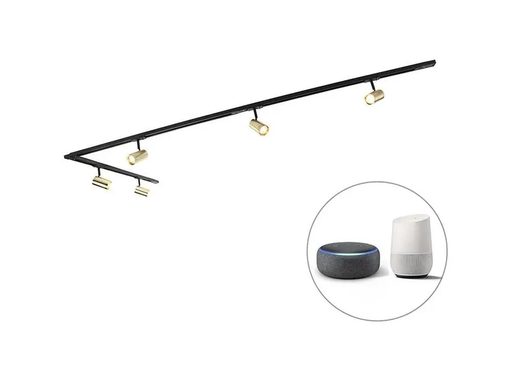 Système de rail intelligent noir avec or 1 phase 5 lumières avec Wi-fi GU10-Jeana
