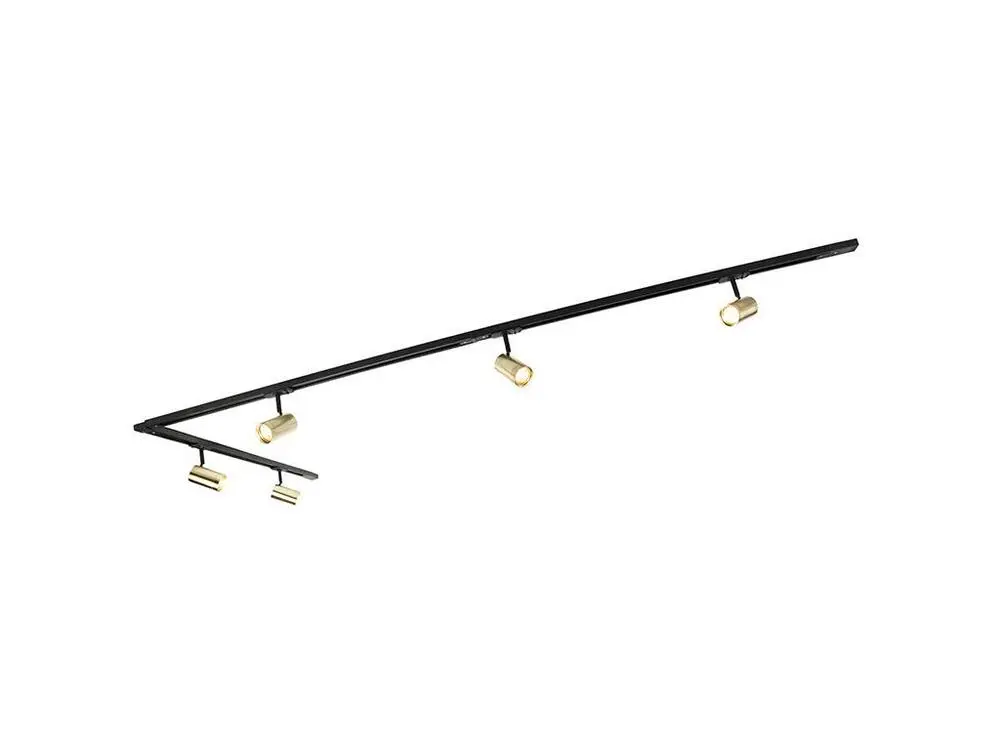Système de rail intelligent noir avec or 1 phase 5 lumières avec Wi-fi GU10-Jeana