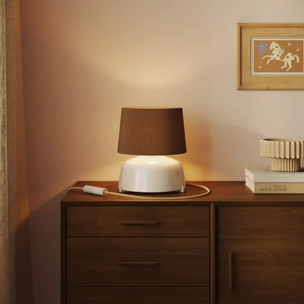 Abat-jour Athena avec douille E27 pour lampe de table ou lampadaire - Fabriqué en Italie - Laine Marron