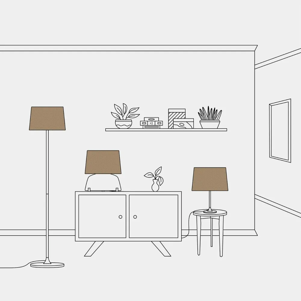 Abat-jour Athena avec douille E27 pour lampe de table ou lampadaire - Fabriqué en Italie - Laine Marron