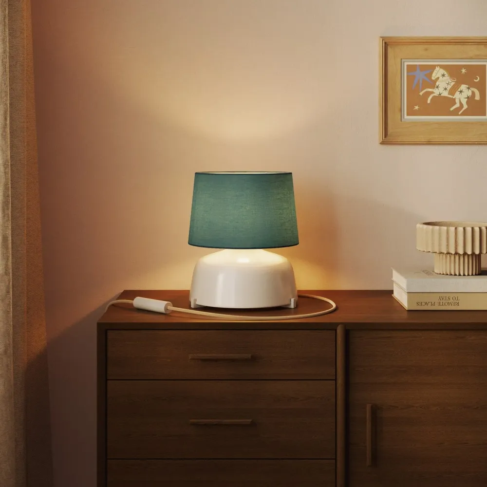Abat-jour Athena avec douille E27 pour lampe de table ou lampadaire - Fabriqué en Italie - Toile Vert Dubbio