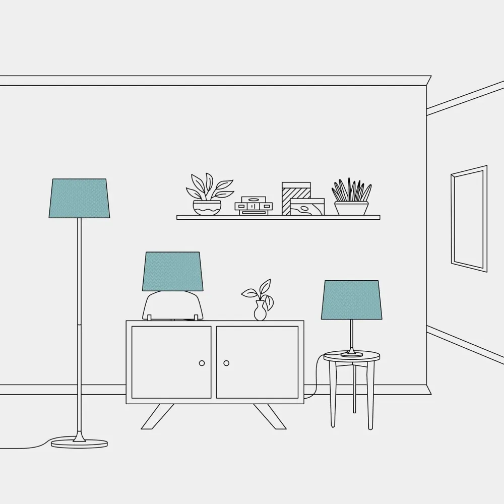Abat-jour Athena avec douille E27 pour lampe de table ou lampadaire - Fabriqué en Italie - Toile Vert Dubbio