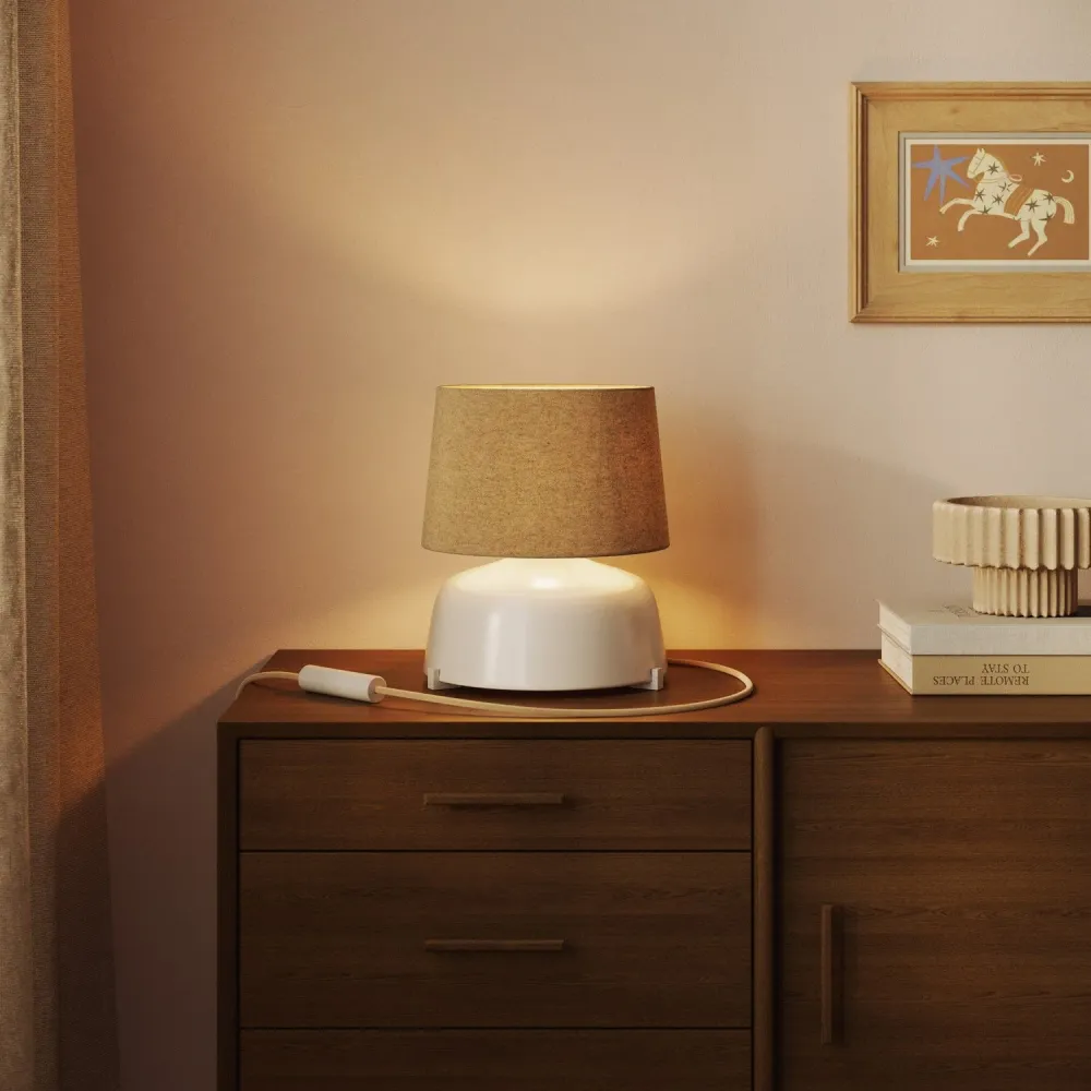 Abat-jour Athena avec douille E27 pour lampe de table ou sur pied - Fabriqué en Italie - Laine Beige
