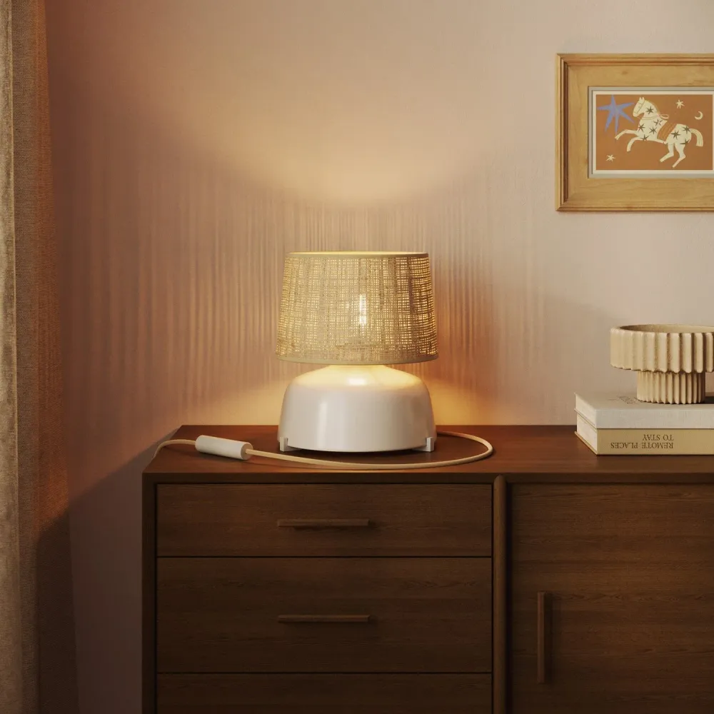 Abat-jour Athena avec douille E27 pour lampe de table ou sur pied - Fabriqué en Italie - Raphia