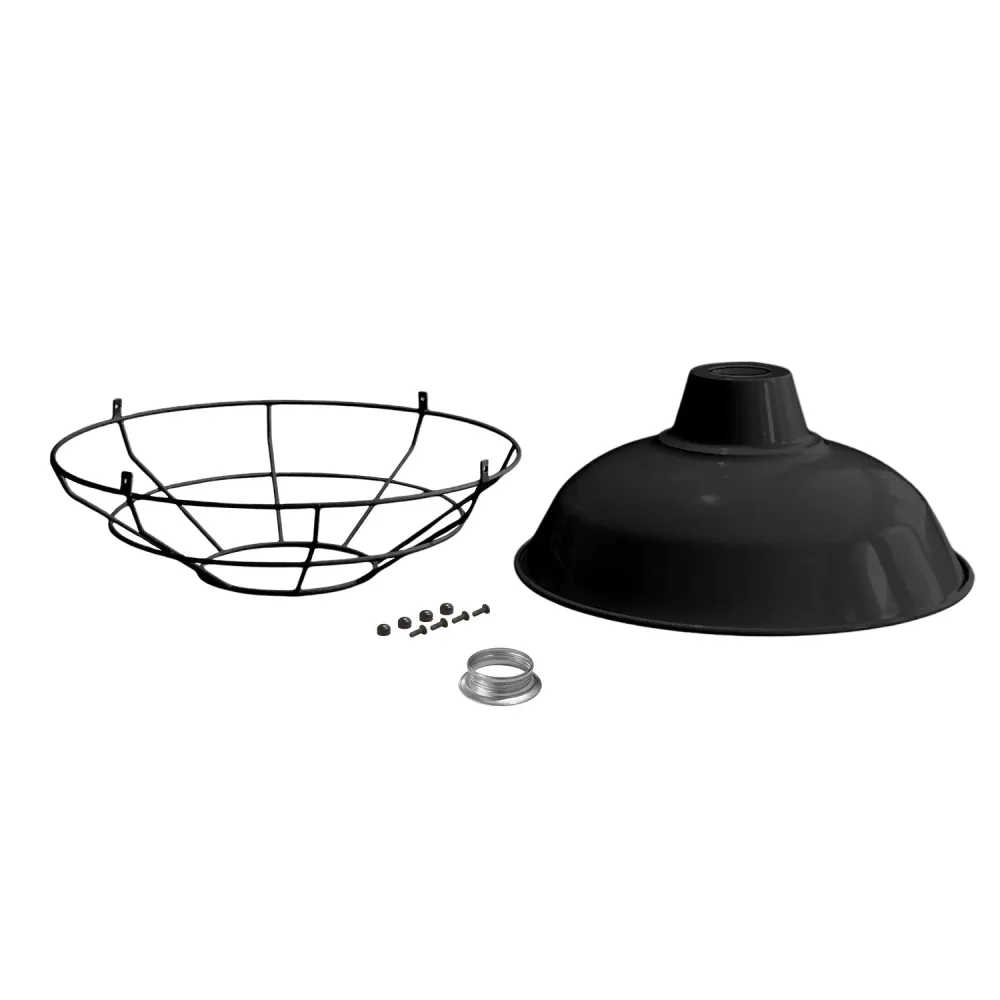 Abat-jour Bistrot avec cage en métal - Noir