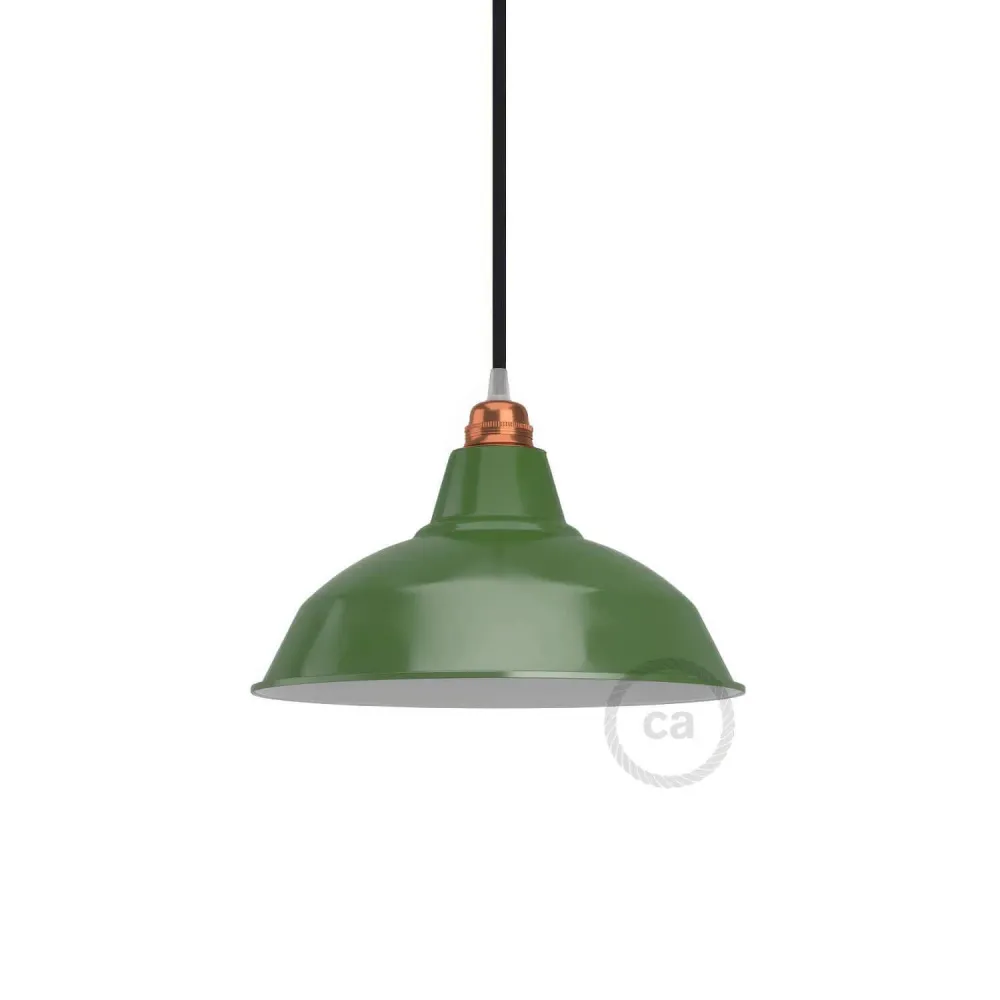 Abat-jour Bistrot en métal émaillé avec culot E27, diamètre 30 cm - Vert