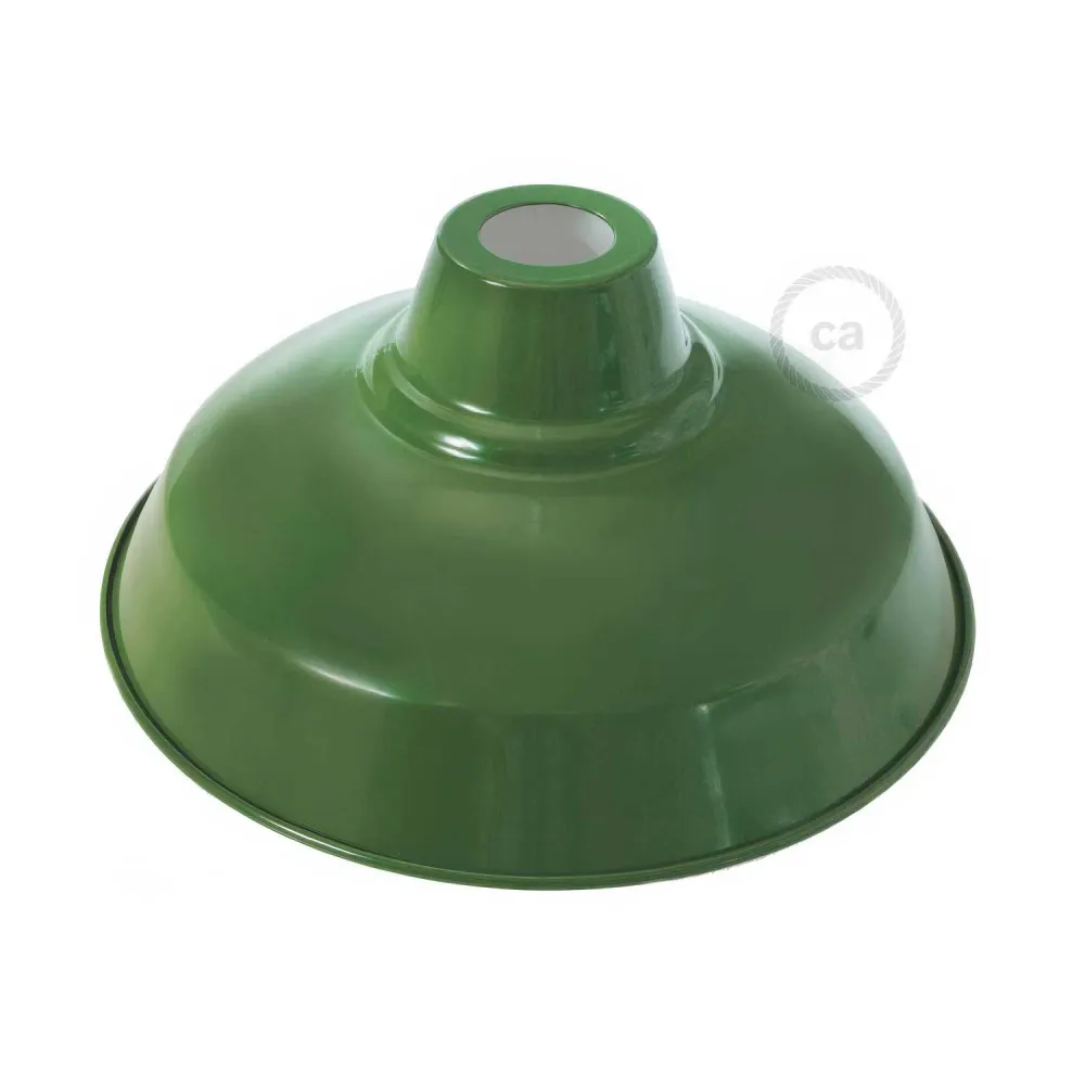 Abat-jour Bistrot en métal émaillé avec culot E27, diamètre 30 cm - Vert