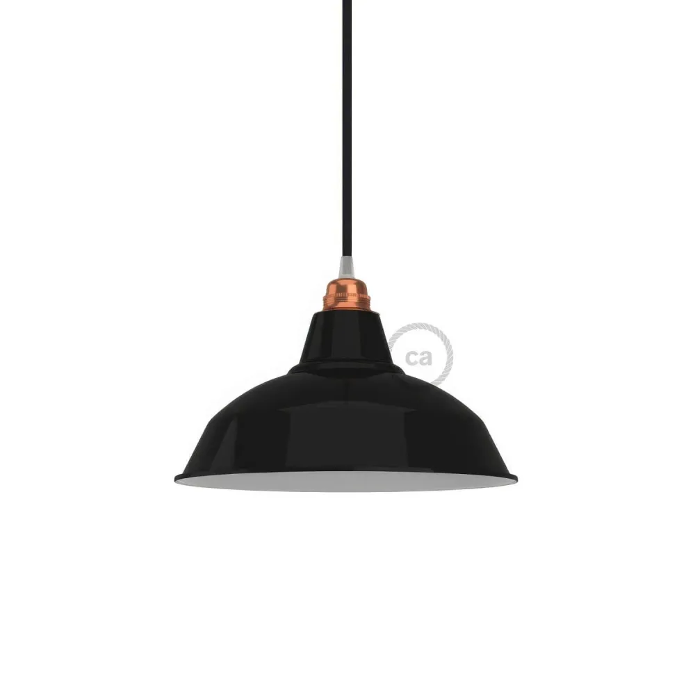 Abat-jour Bistrot en métal émaillé avec douille E27, diamètre 30 cm - Noir