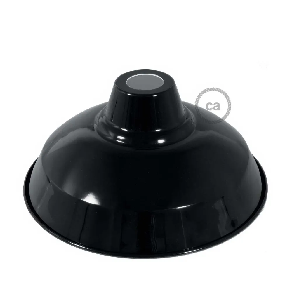 Abat-jour Bistrot en métal émaillé avec douille E27, diamètre 30 cm - Noir