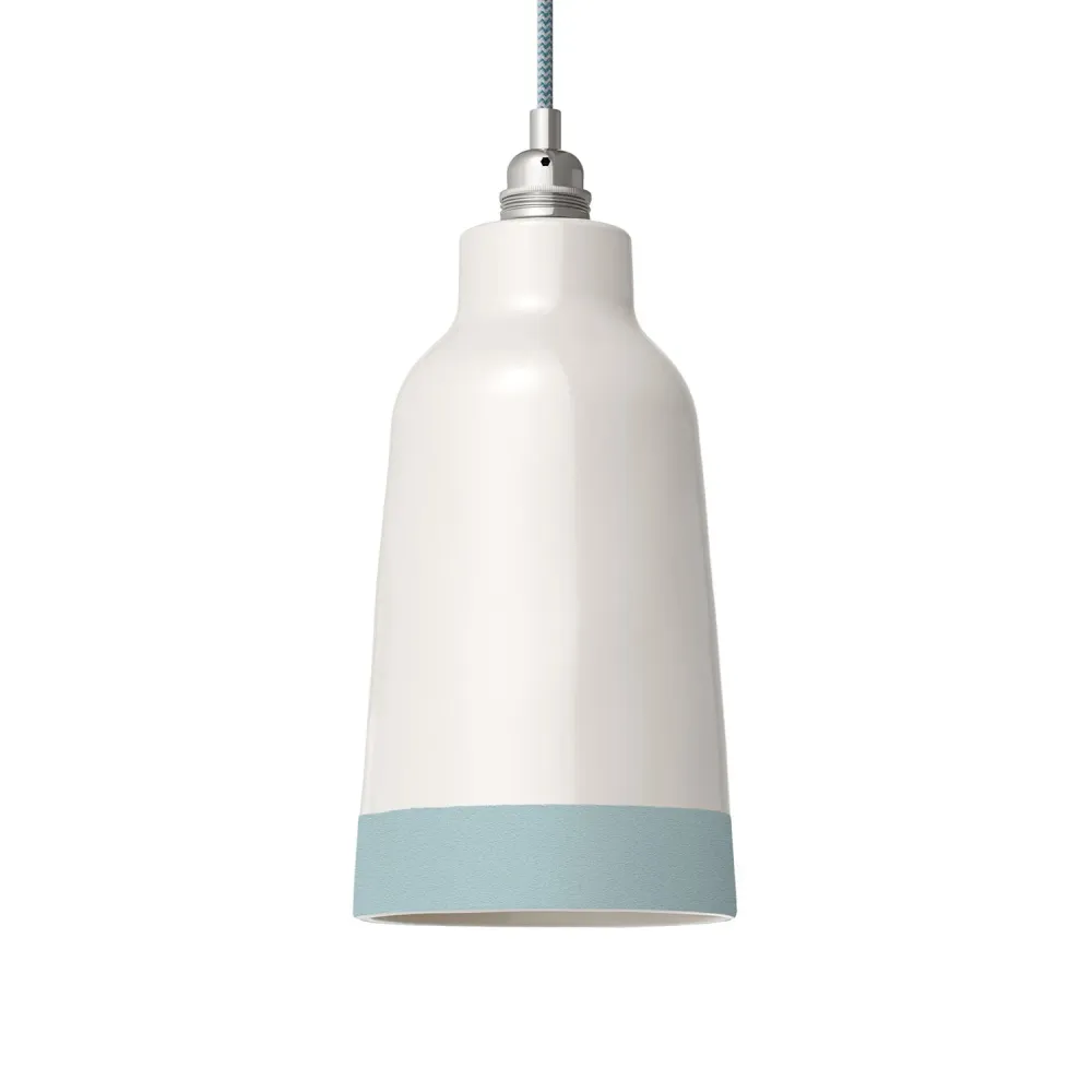 Abat-jour Bouteille bicolore en céramique Blanc et Bleu ciel, collection Materia - Fabriqué en Italie