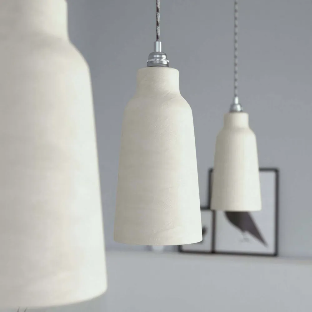 Abat-jour Bouteille en céramique, collection Materia - Made Italy - Taupe strié