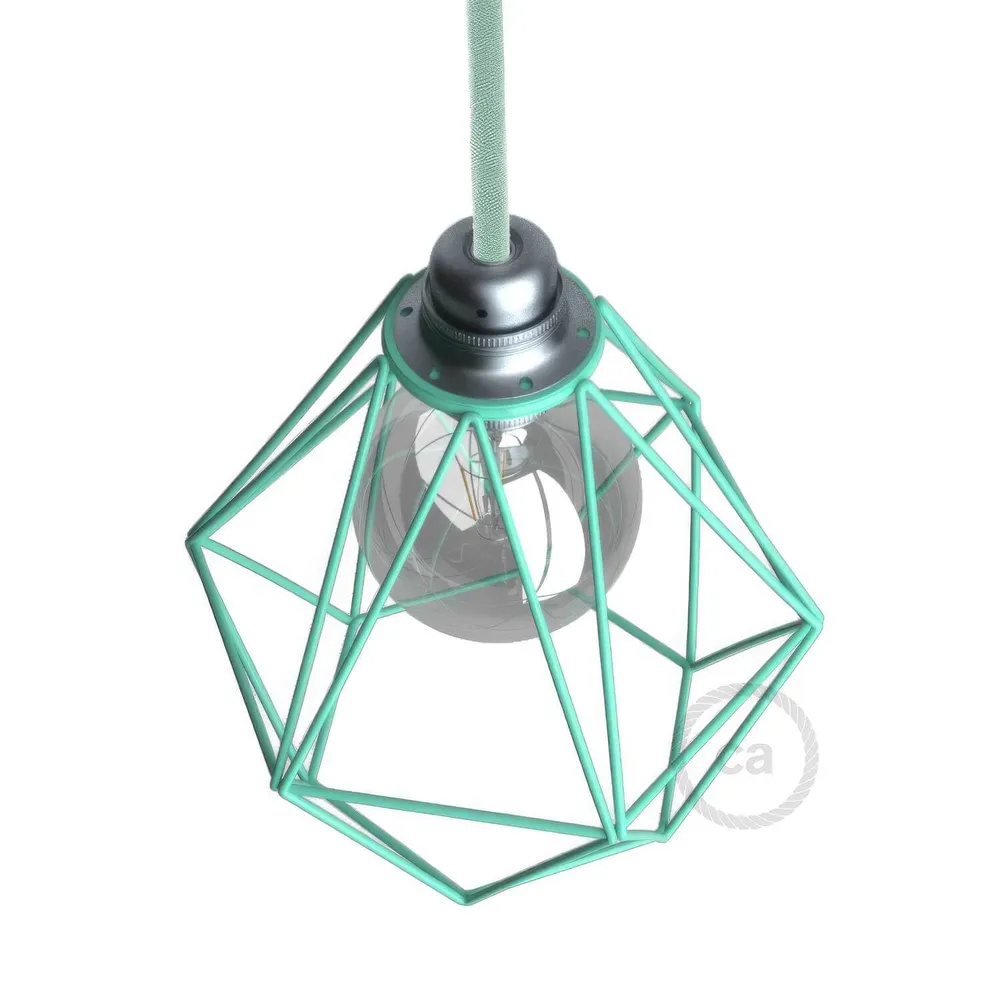 Abat-jour cage Diamond en métal avec douille E27 - Turquoise