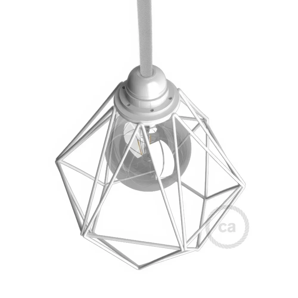 Abat-jour cage Diamond en métal avec douille E27 - Blanc