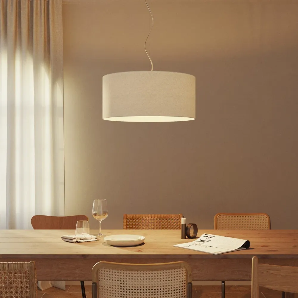 Abat-jour Cilindro XXL en tissu avec douille E27 - Fabriqué en Italie - Laine Sable
