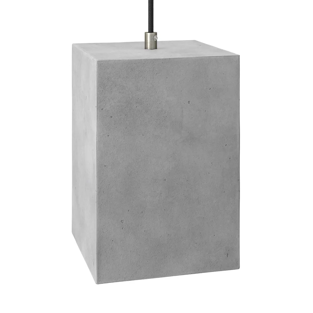 Abat-jour en ciment Cube pour lampe suspendue, complet avec serre-câble et douille E27 - Ciment clair