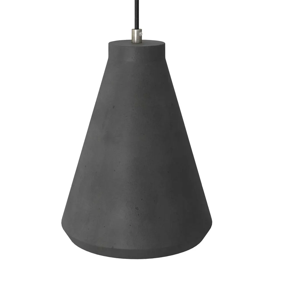Abat-jour en ciment Imbuto pour lampe suspendue, complet avec serre-câble et douille E27 - Ciment foncé