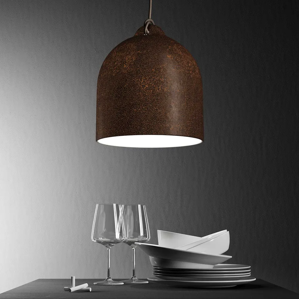 Abat-jour M en céramique pour suspension - Fabriqué en Italie - Effet corten