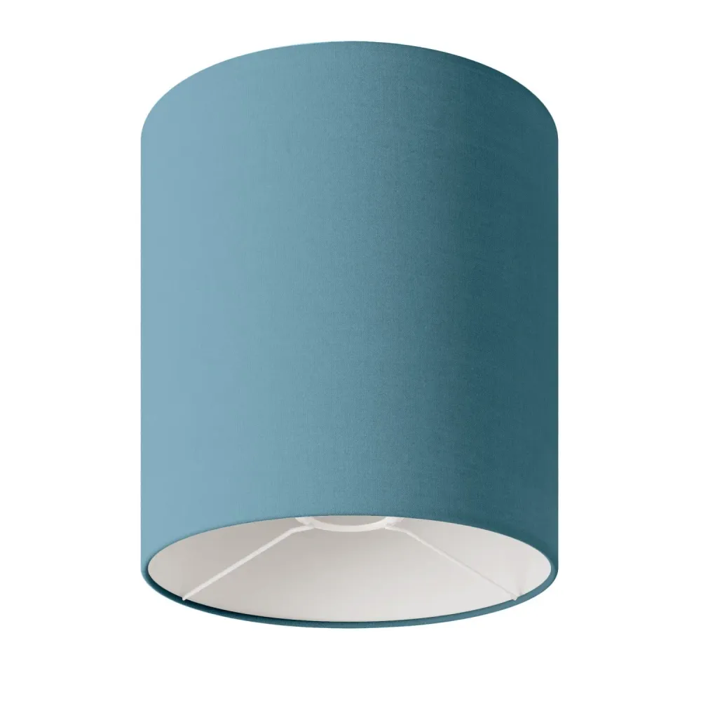 Abat-jour Cylindre M en tissu avec douille E27 - Made Italy - Toile bleu azur profond