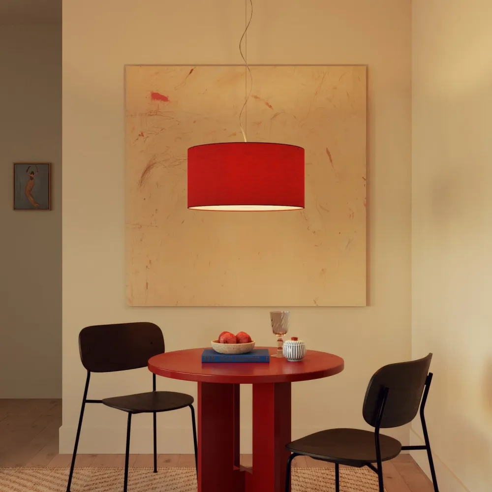 Abat-jour Cylindre XL en tissu avec douille E27 - Made Italy - Toile Rouge