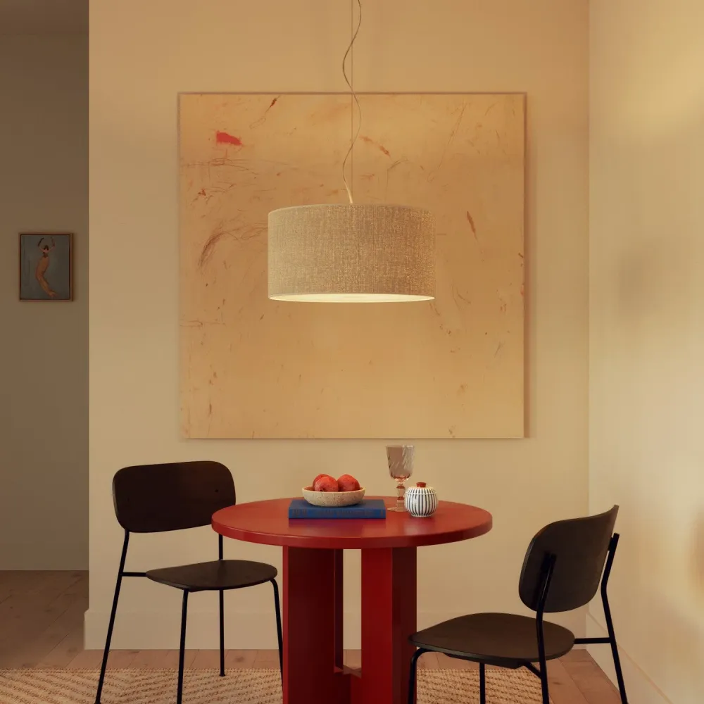 Abat-jour Cylindre XL en tissu avec douille E27 - Fabriqué en Italie - Jute Claire