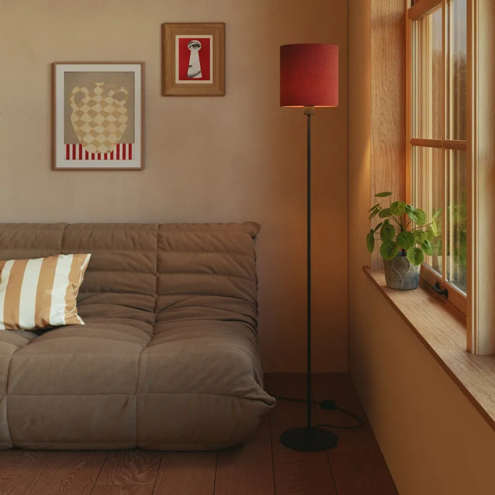 Abat-jour Cylindre M en tissu avec douille E27 - Made Italy - Laine homard
