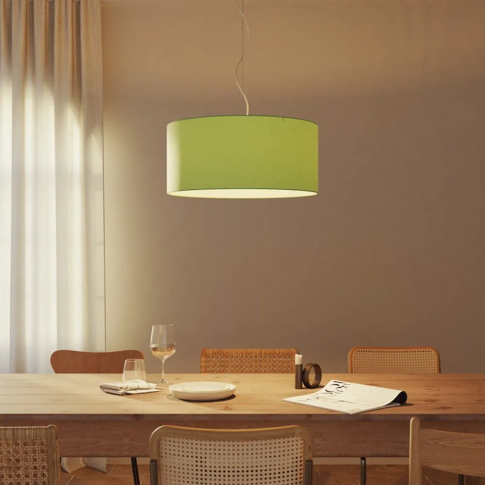 Abat-jour Cylindre XXL en tissu avec culot E27 - Fabriqué en Italie - Cinette Vert Pistache