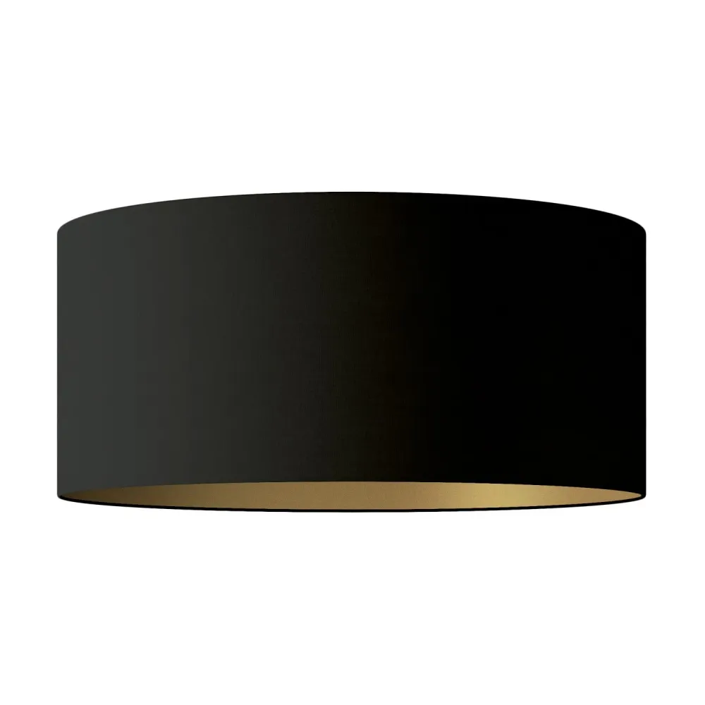 Abat-jour Cylindre XXL en tissu avec douille E27 - Made Italy - Noir/Or
