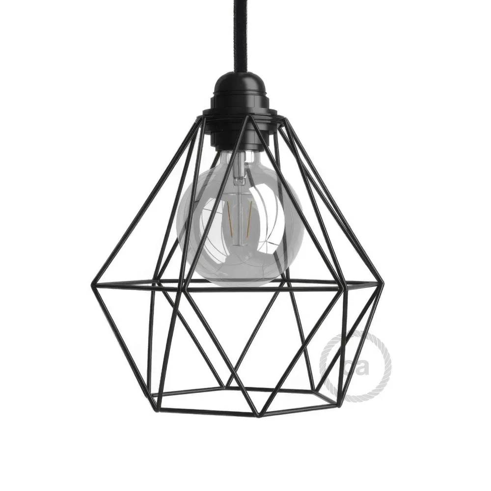 Abat-jour Diamond en métal avec douille E27 - Noir