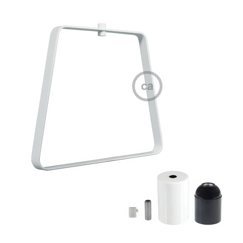 Abat-jour Duedì rectangulaire en métal avec cache douille et douille E26 - Blanc