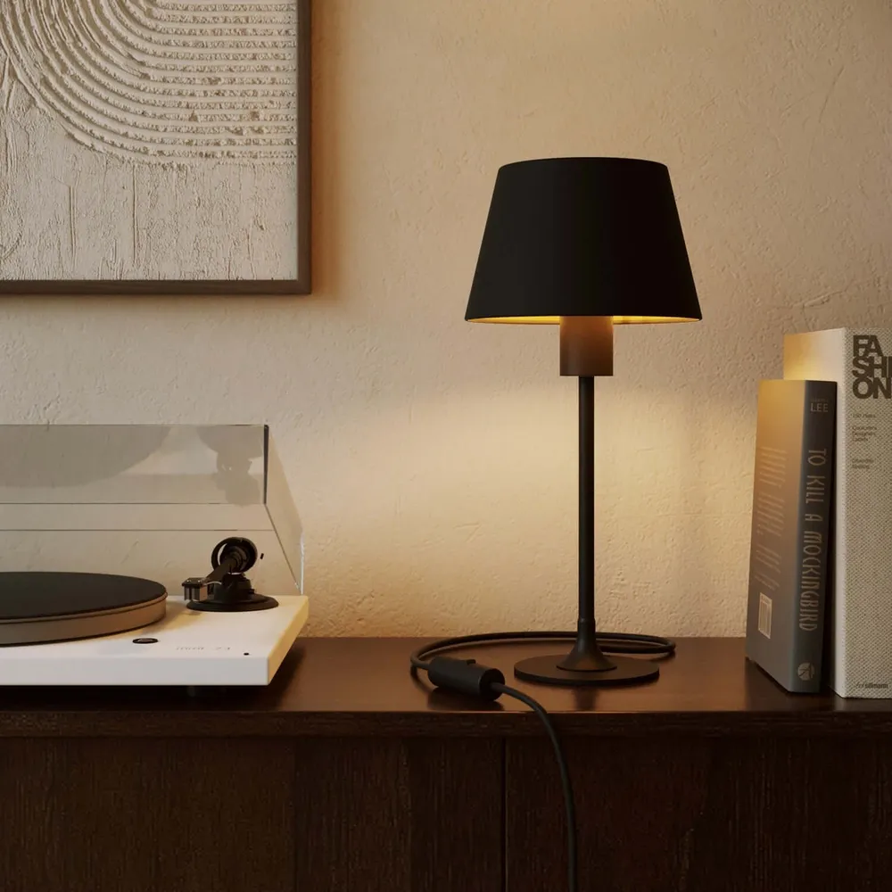 Abat-jour Empire avec douille E27 pour lampe de table ou applique murale - Fabriqué en Italie - Cinette noir