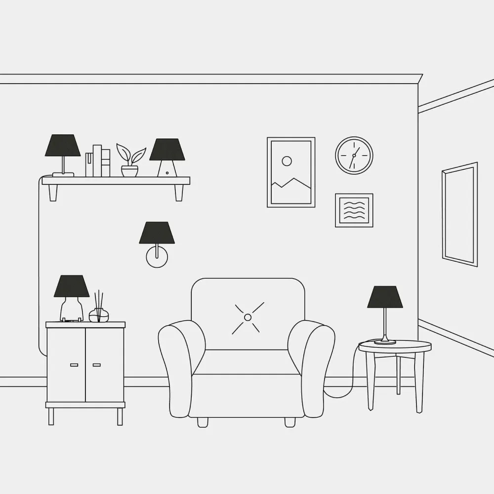 Abat-jour Empire avec douille E27 pour lampe de table ou applique murale - Fabriqué en Italie - Cinette noir