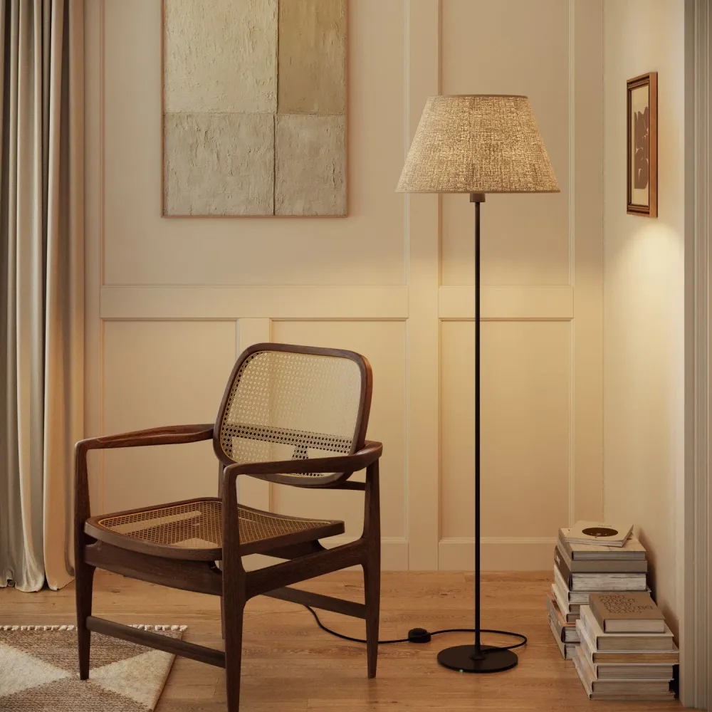 Abat-jour Empire L pour lampe de table ou applique avec douille E27 - Fabriqué en Italie - Jute Naturelle