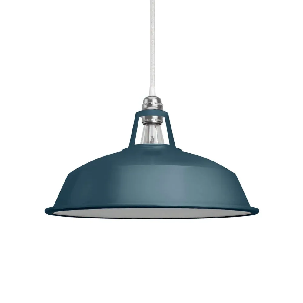 Abat-jour Harbour en métal émaillé avec douille E27, diamètre 38 cm - Pétrole