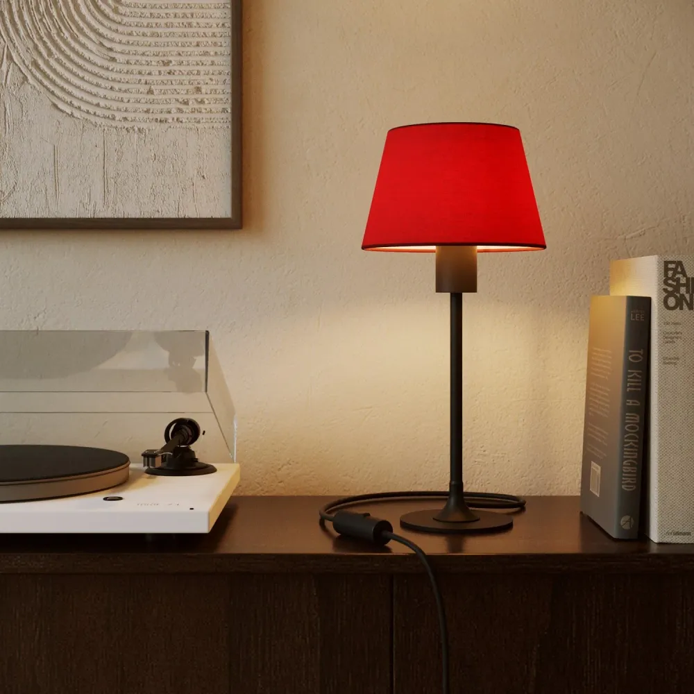 Abat-jour Impero S avec douille E27 pour lampe de table ou applique - Fabriqué en Italie - Toile Rouge