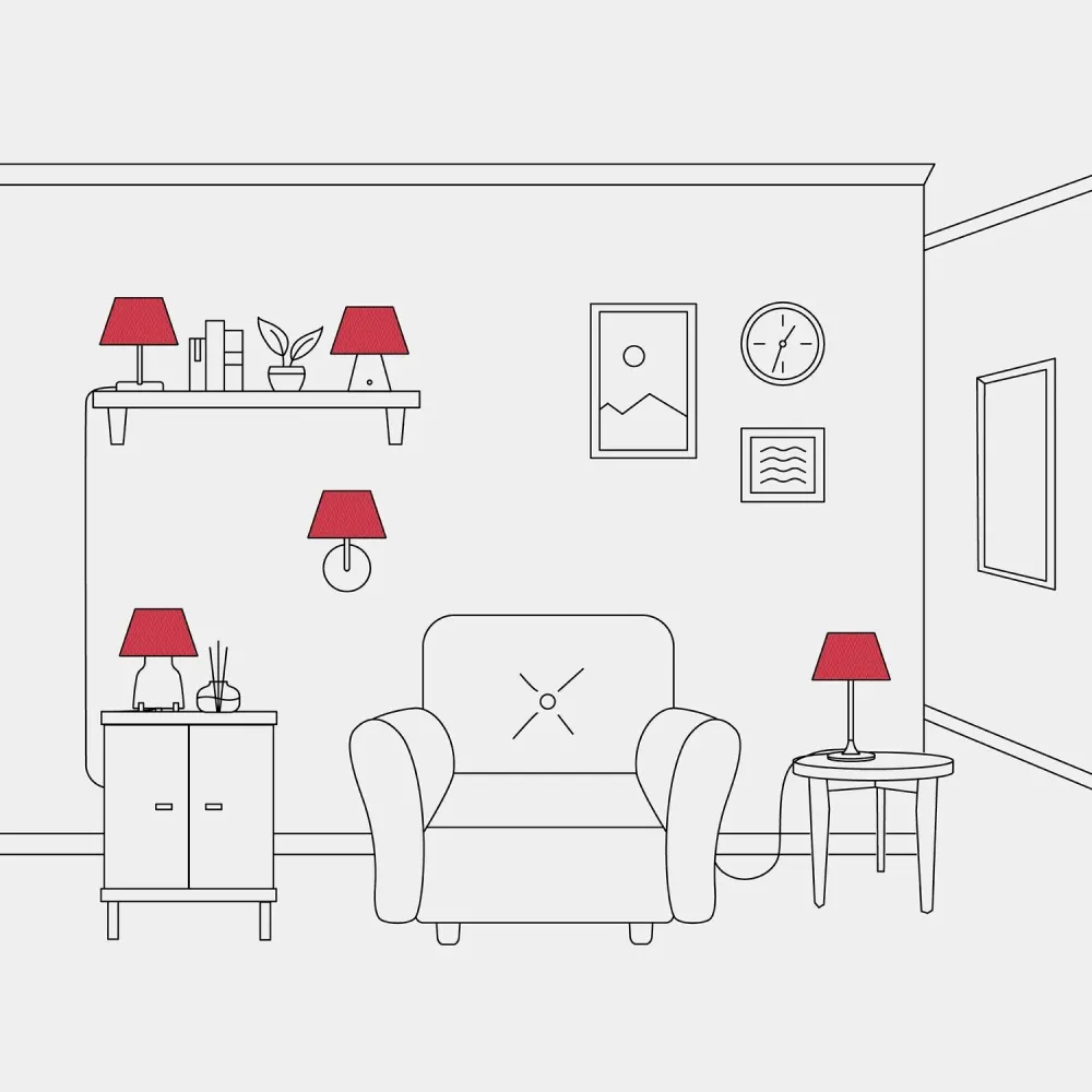 Abat-jour Impero S avec douille E27 pour lampe de table ou applique - Fabriqué en Italie - Toile Rouge