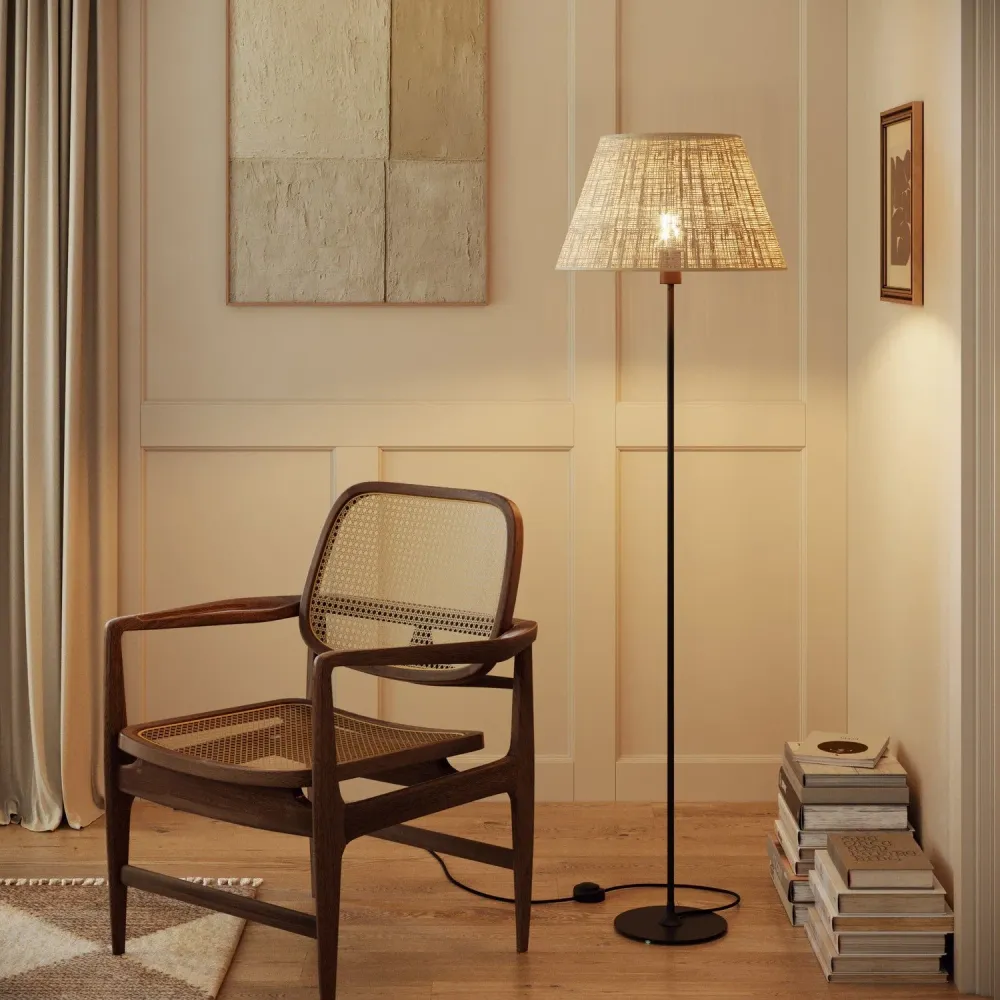 Abat-jour Impero L pour lampe de table ou applique avec douille E27 - Fabriqué en Italie - Raphia